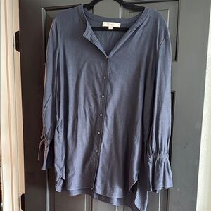 LOFT Women's Navy Button-Down Shirt